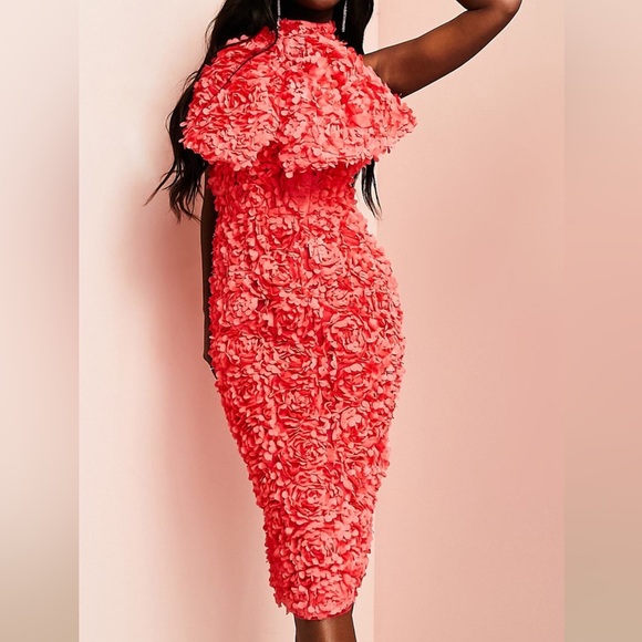 ASOS Dresses & Skirts - ASOS LUXE 3D floral backless midi dress with oversized bow - sz 10 - NWT